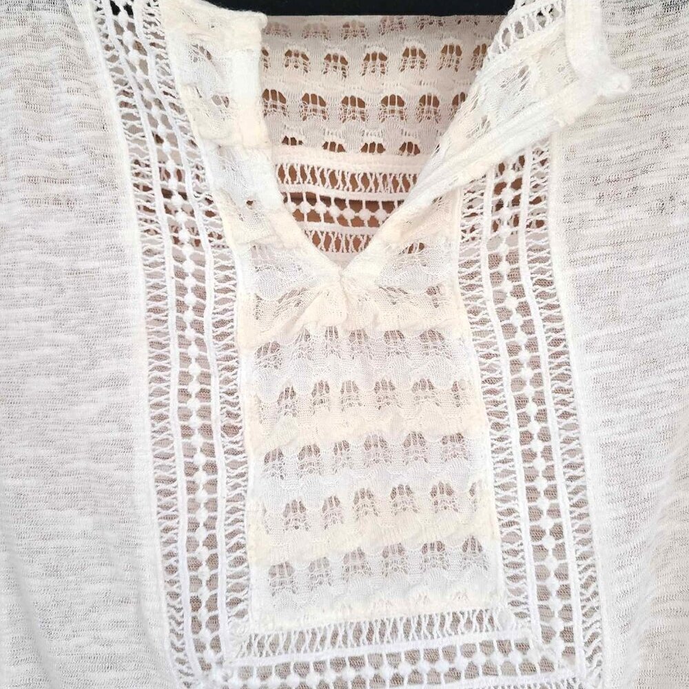 Lucky 70s Peasant Boho Lace Crochet Bohemian Cowgirl Top Blouse SMALL Hippie - Picture 6 of 6